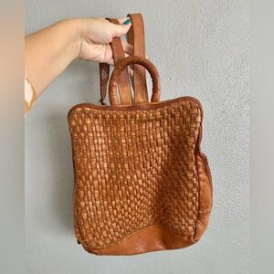 Vilenca Holland Backpack Emilia Intrecciato Woven Leather Brown Anthropologie
